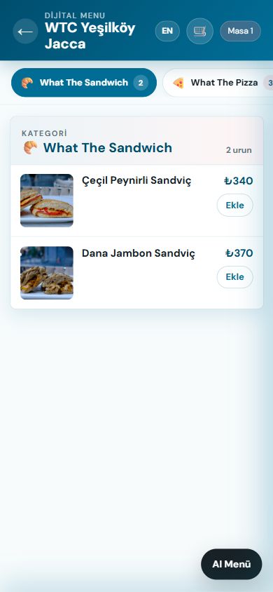 QR Resto mobil menü ve sepet deneyimi